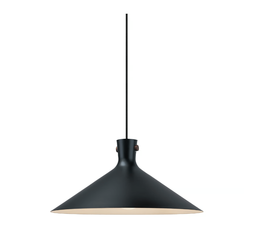 Czarna wisząca lampa Dorina 45 w stylu japandi – stożkowy kształt