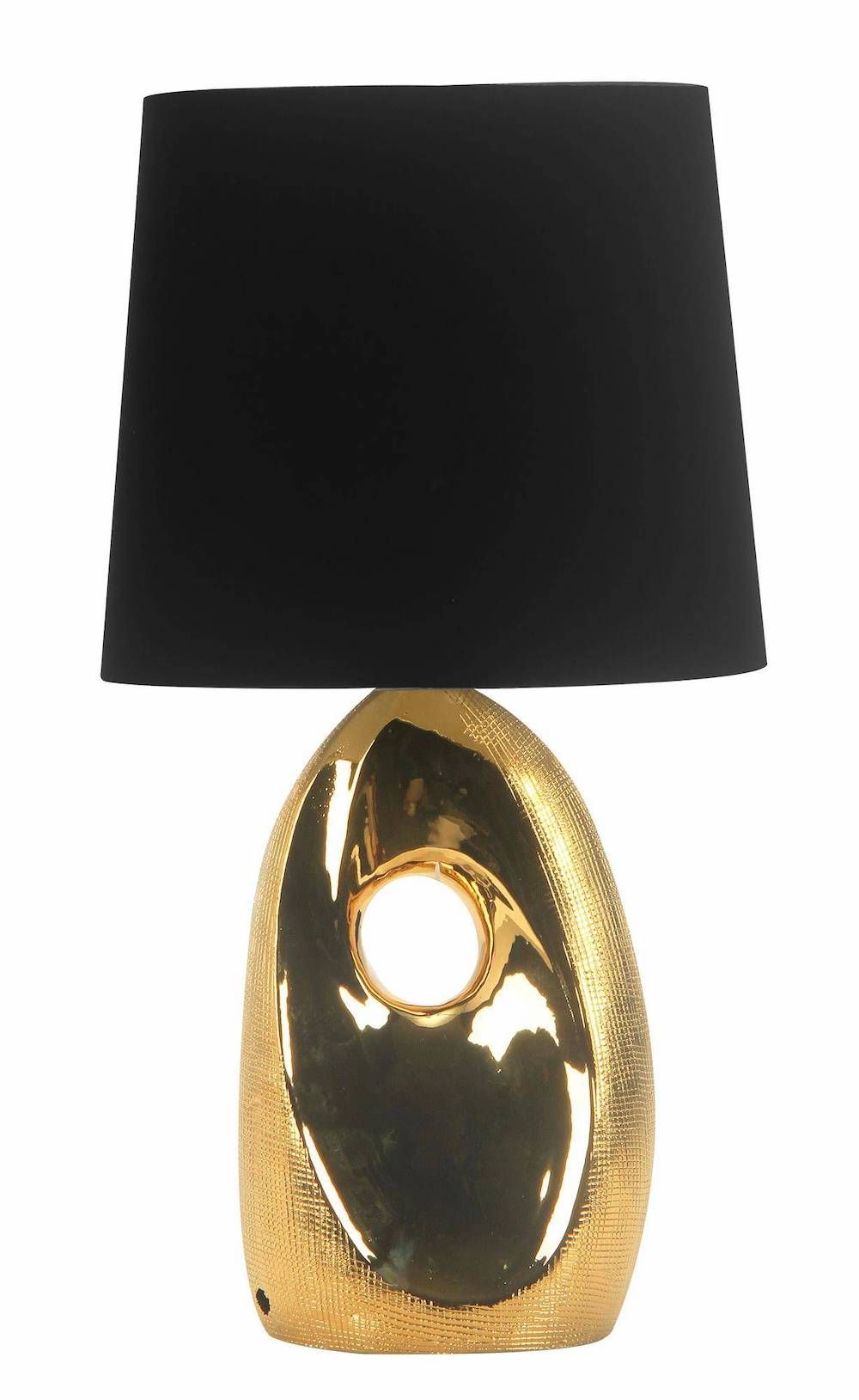 Lampa stołowa Hierro z czarnym abażurem i złotą podstawą