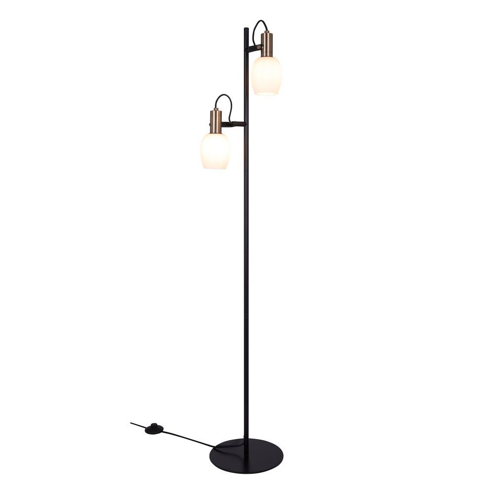 Czarna lampa podłogowa Arild z szklanymi kloszami