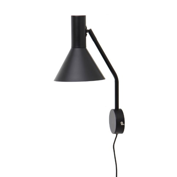 OUTLET Czarny kinkiet Lyss z regulowanym kloszem i kablem