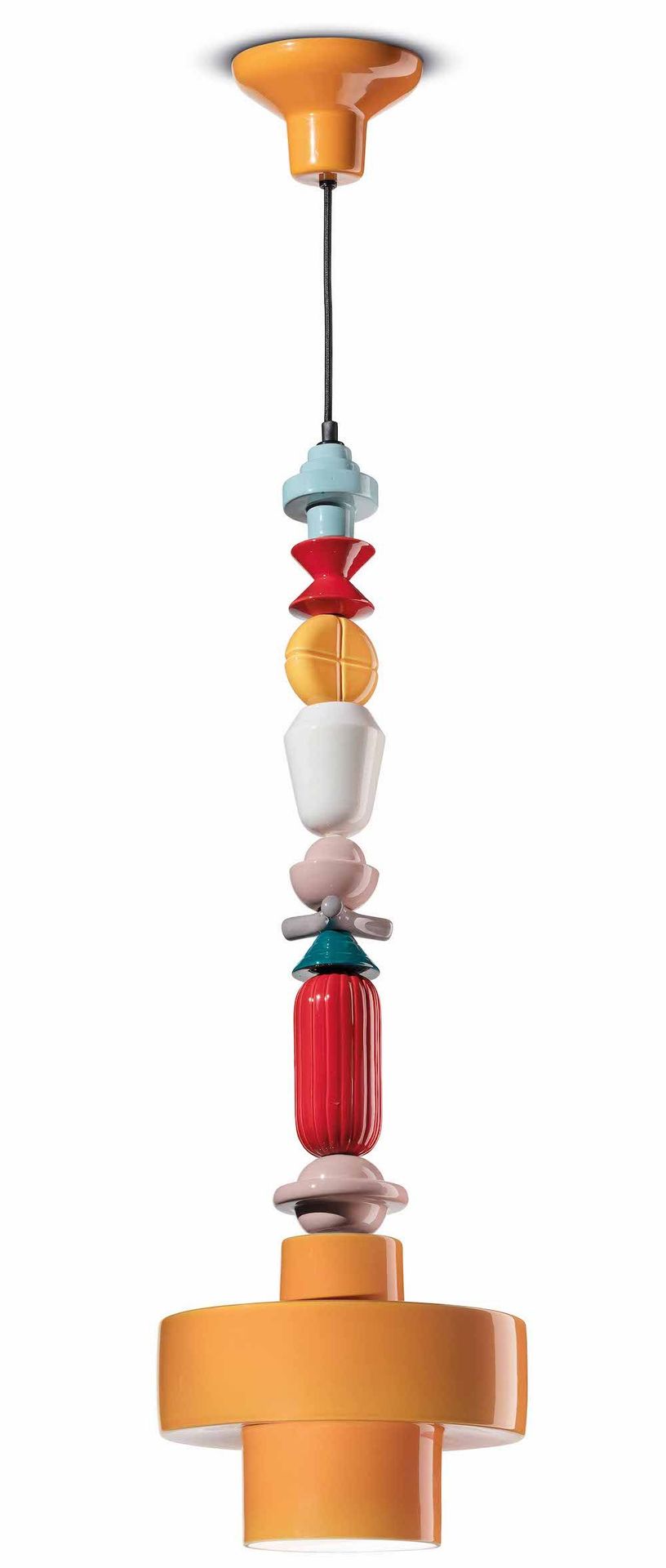 Wisząca lampa Lariat C2532 w dużym rozmiarze, w energetycznym pomarańczowym kolorze