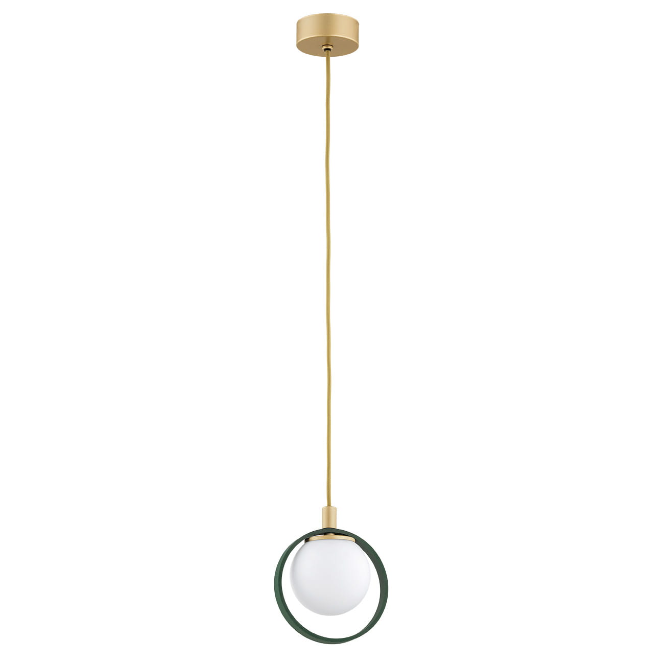 Wisząca lampa Saturnia z zieloną obręczą