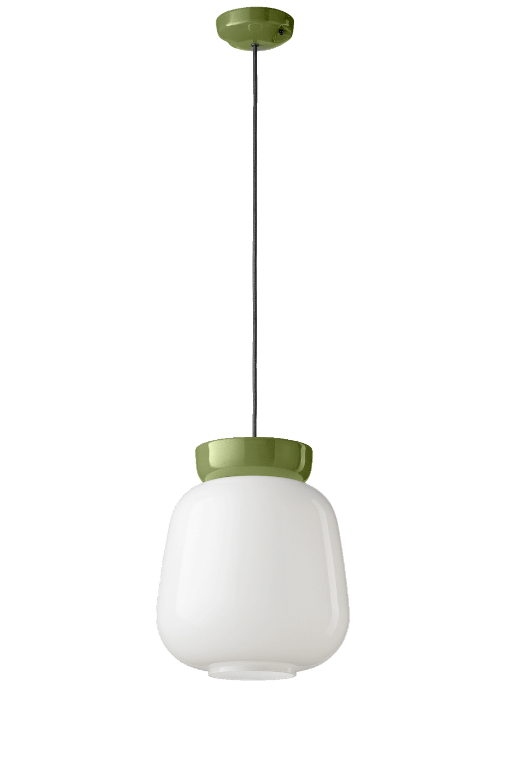 Wisząca lampa Corcovado C2742 w zielonym kolorze z mlecznym kloszem