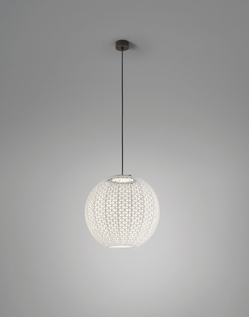 Lampy Bover Beżowa lampa wisząca Nans Sphere S/60 Outdoor
