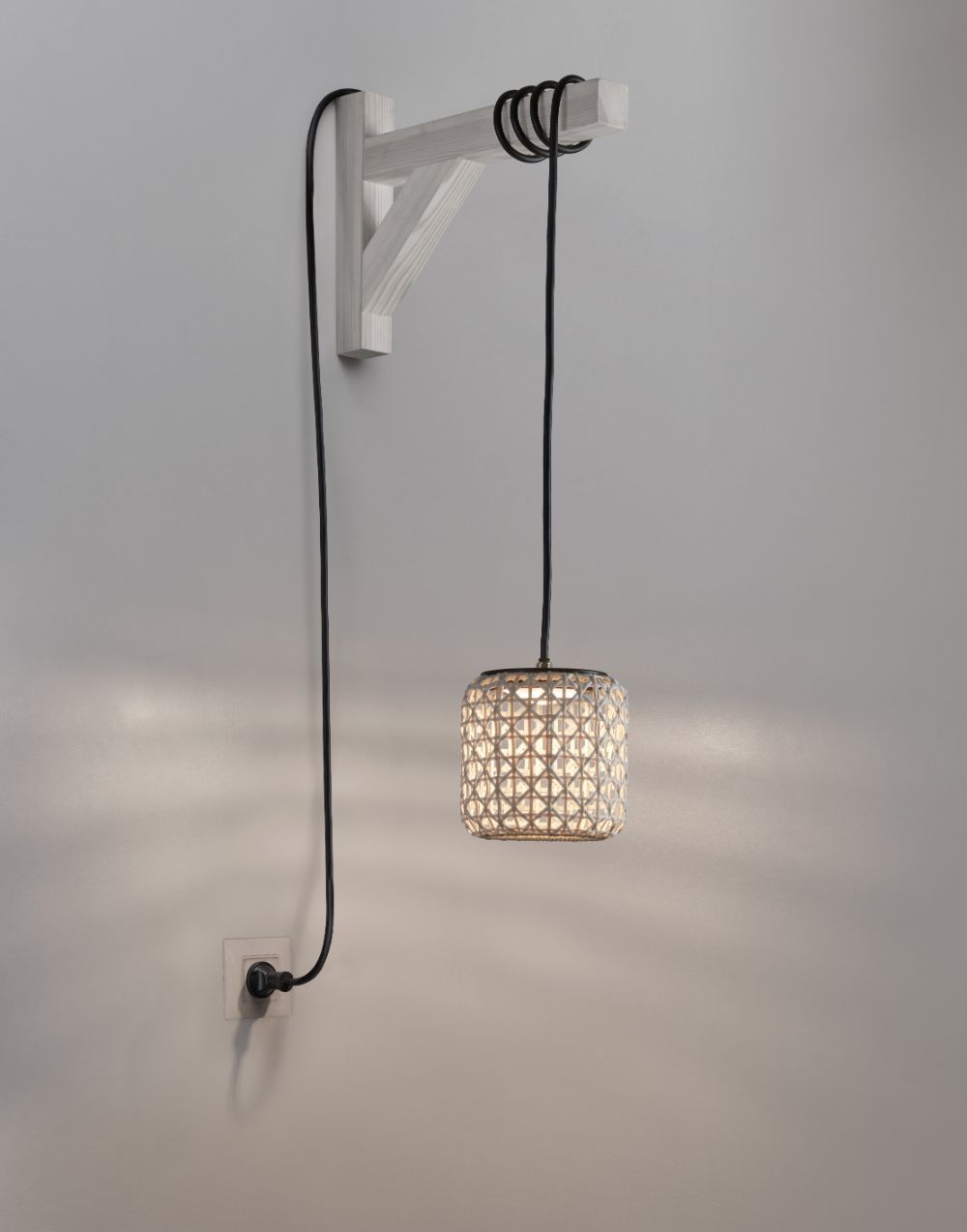 Lampy Bover Beżowa lampa wisząca Nans S/16/H Outdoor