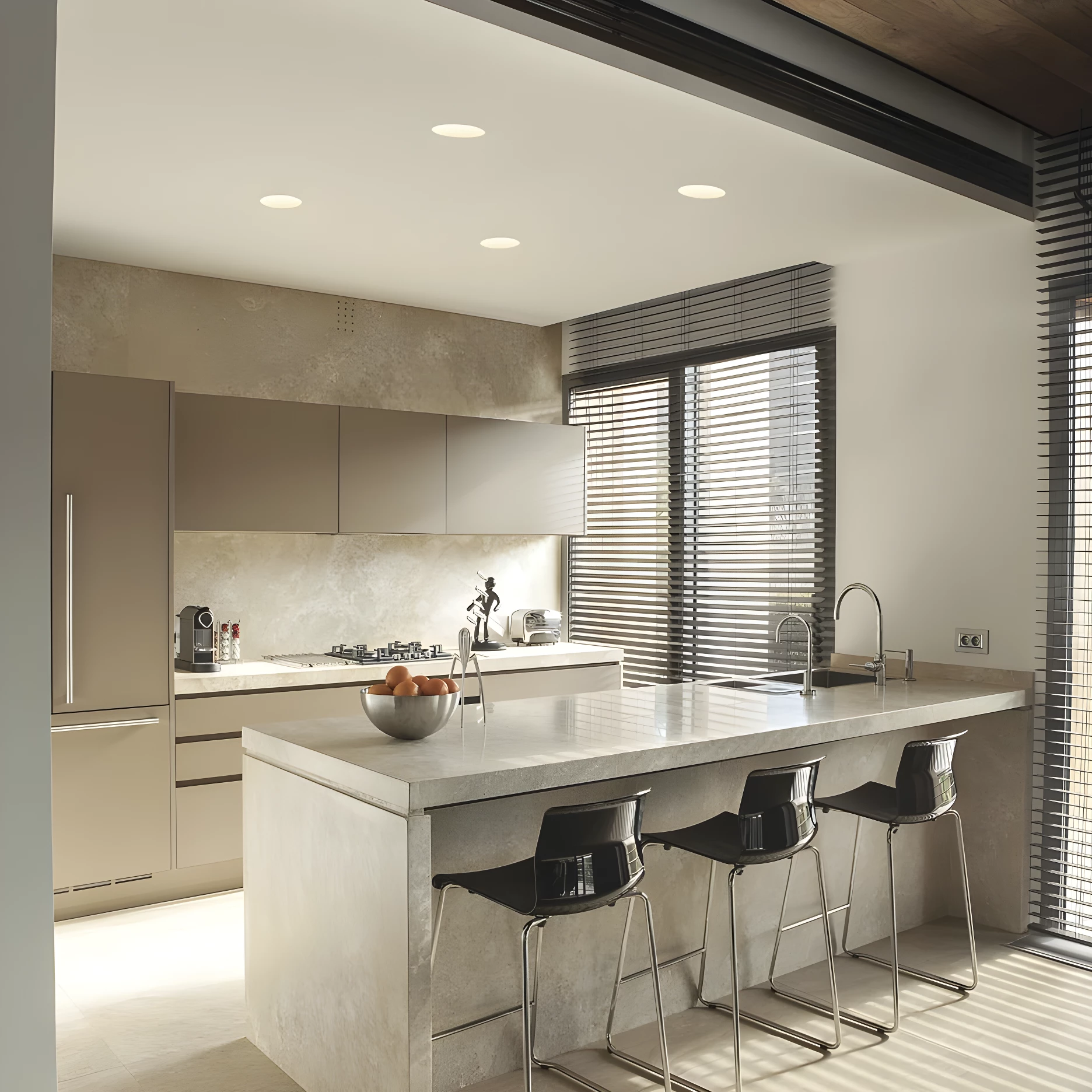 Oczko sufitowe Blanco Round nad blat w kuchni