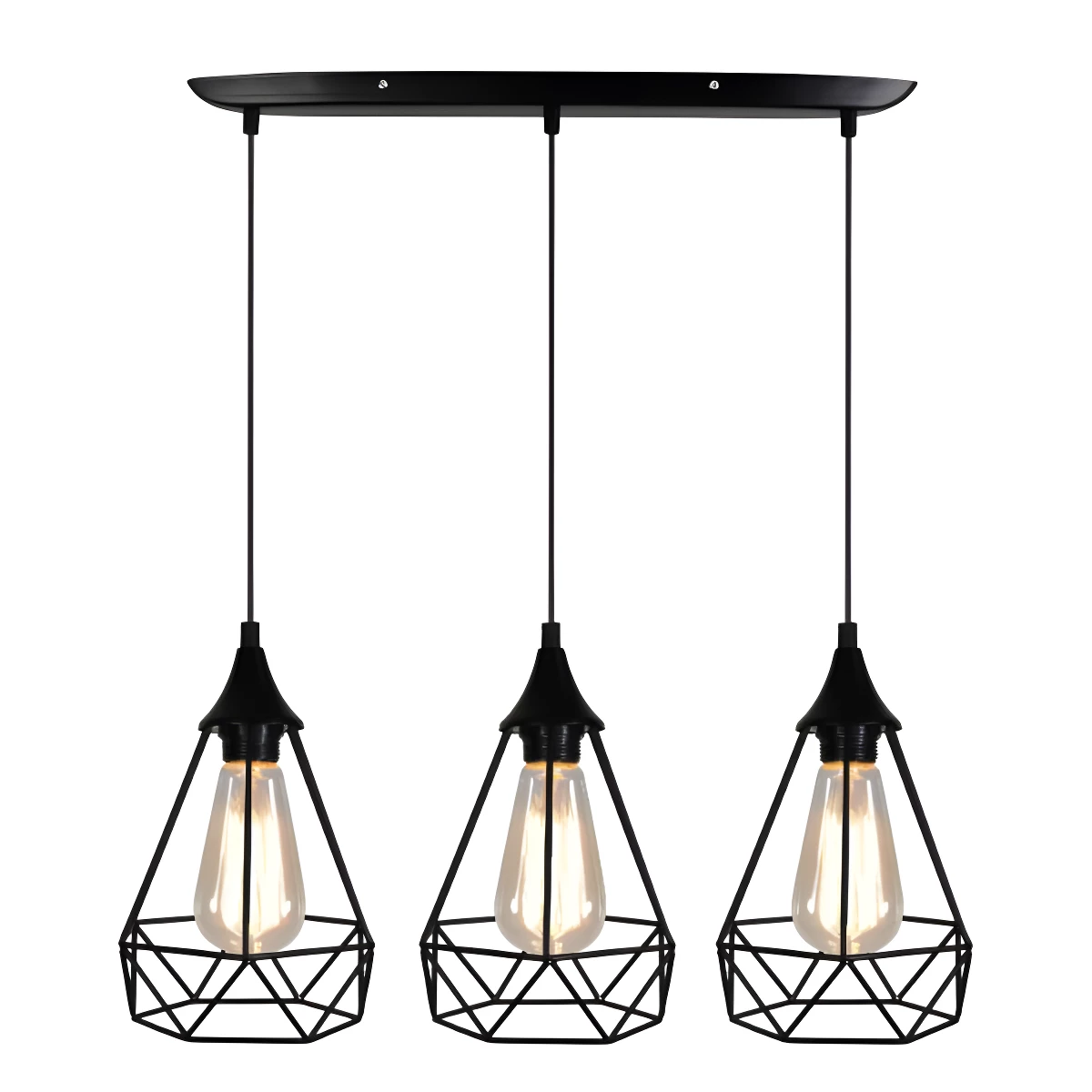 Czarna lampa wisząca Graf - potrójna druciana