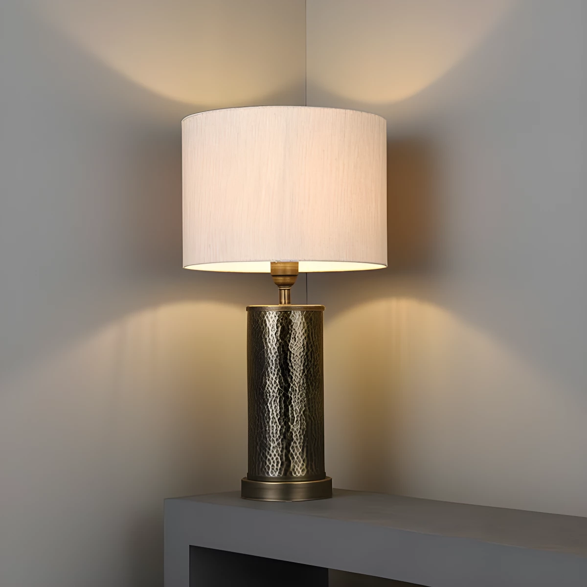 Lampa stołowa Indara - kolor beżowy, brązowy - 71591