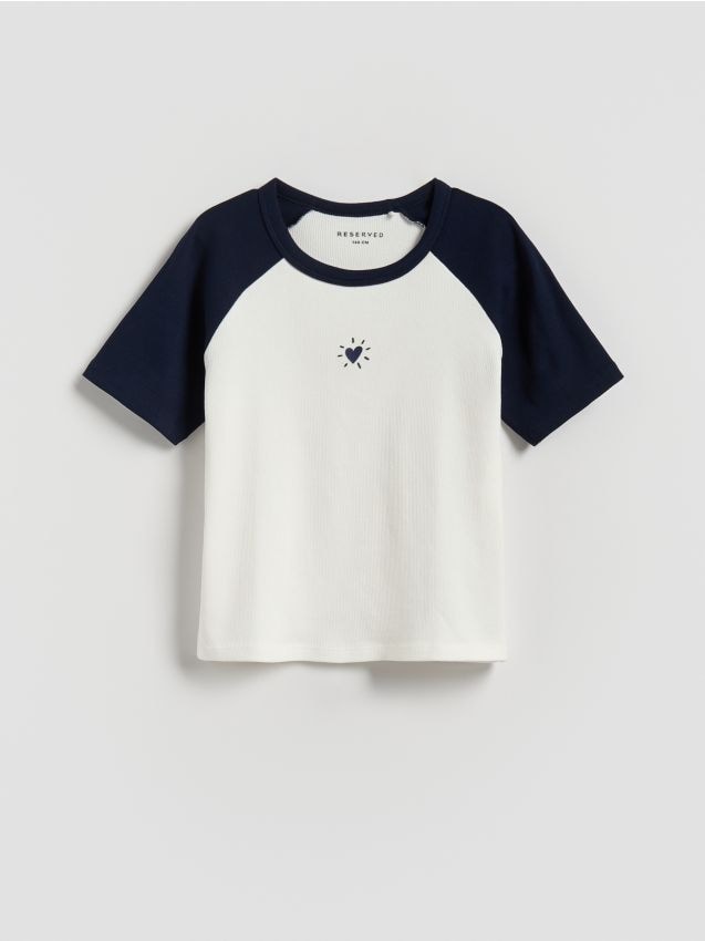 Reserved - T-shirt z wypukłym nadrukiem - granatowy