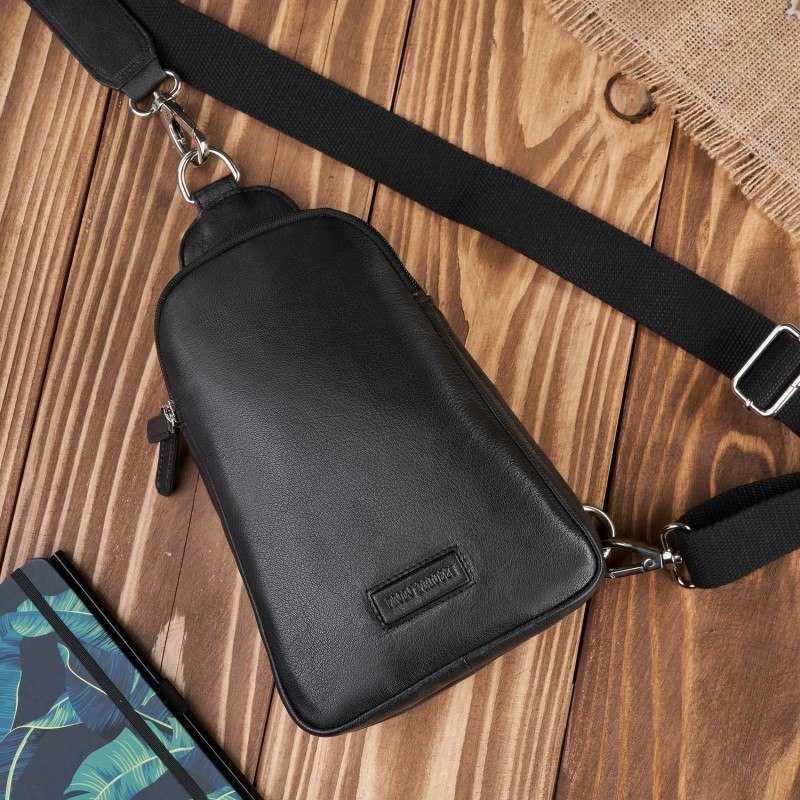 Plecak Męski Skóra Naturalna Licowa na Ramię na Skos Paolo Peruzzi Czarny