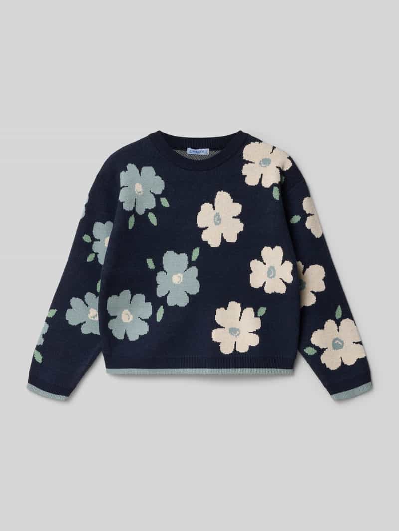Sweter z dzianiny z okrągłym dekoltem