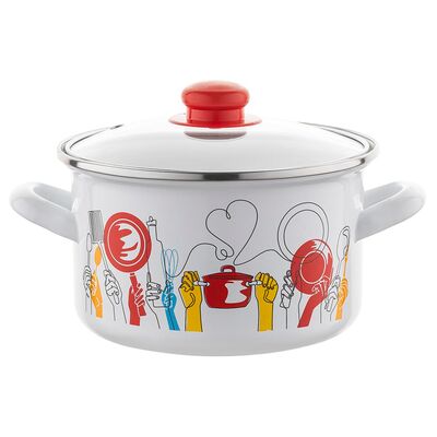 Garnek emaliowany prosty Pepito z pokrywką 22 cm 4,7 l