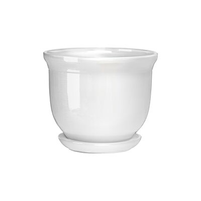 Doniczka ceramiczna z podstawką grecka 20 x 25 cm biały (odcień szary) połysk symbol 641