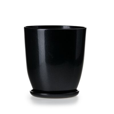 Doniczka klasik wysoki 4 czarny połysk 24,5 hx 26,5 cm