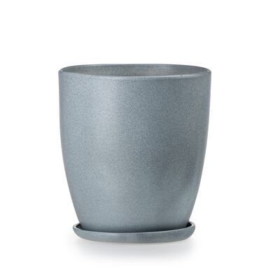 Doniczka klasik wysoki 1 biało-szary półmat 13,5 x 14,5 cm