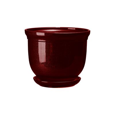 Doniczka ceramiczna z podstawką grecka 20 x 25 cm bordowy połysk symbol 641