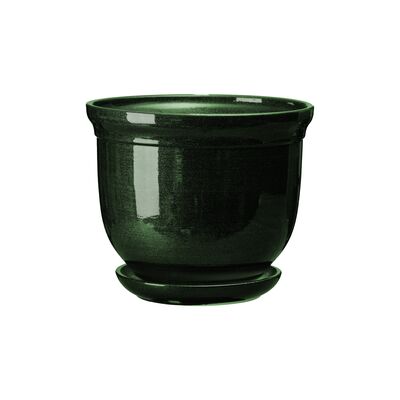Doniczka ceramiczna z podstawką grecka 13 x 15,5 cm zielony połysk symbol 643