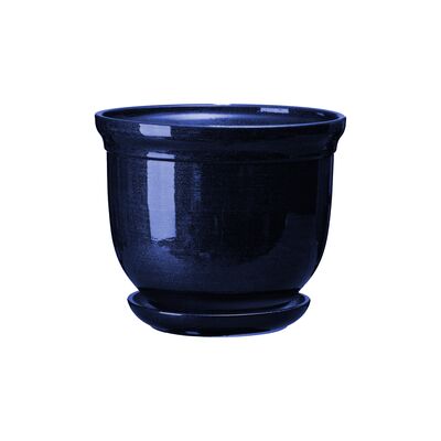 Doniczka ceramiczna z podstawką grecka 16 x 19,5 cm granatowy połysk symbol 642