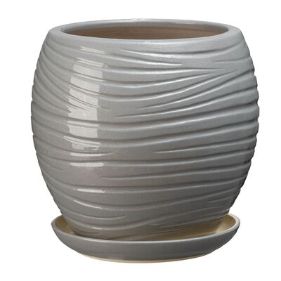 Doniczka ceramiczna z podstawką naomi 26 x 26 cm szary połysk symbol 1013