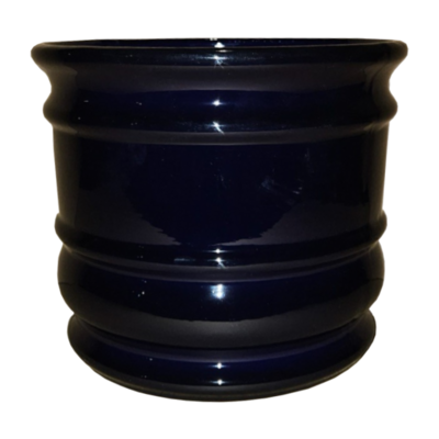 Doniczka ceramiczna z podstawką beczka granatowy 10 x 11 cm