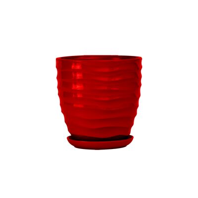Doniczka ceramiczna z podstawką duna 22 x 21 cm czerwony połysk symbol 3012