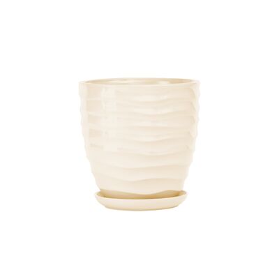 Doniczka ceramiczna z podstawką duna 18 x 17 cm krem połysk symbol 3011