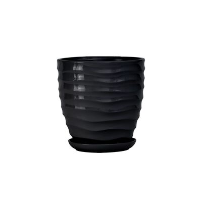 Doniczka ceramiczna z podstawką duna 15 x 14 cm czarny połysk symbol 3010