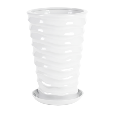 Doniczka ceramiczna z podstawką irma duna 43 x 28 cm biały (odcień szary) połysk symbol A-3014