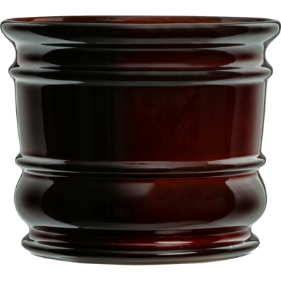 Doniczka ceramiczna z podstawką beczka bordowy 14 x 15 cm