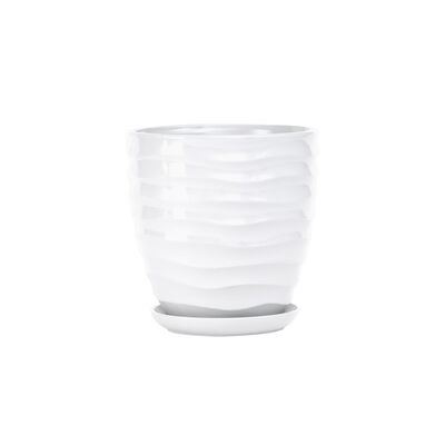 Doniczka ceramiczna z podstawką duna 18 x 17 cm biały (odcień szary) połysk symbol 3011
