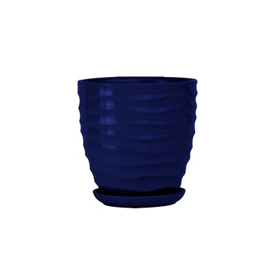 Doniczka ceramiczna z podstawką duna 18 x 17 cm granatowy połysk symbol 3011