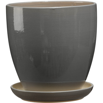 Doniczka ceramiczna z podstawką klasyczna 28 x 25,5 cm czarny połysk symbol 949