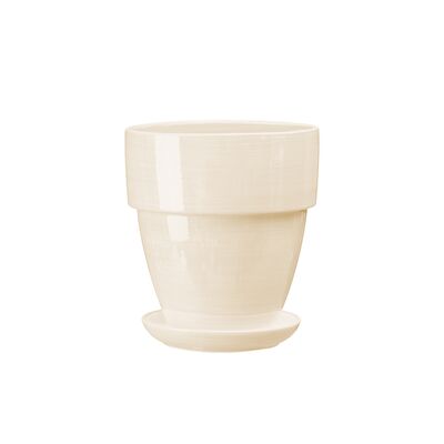 Doniczka ceramiczna z podstawką tina 14 x 13 cm krem połysk symbol 016
