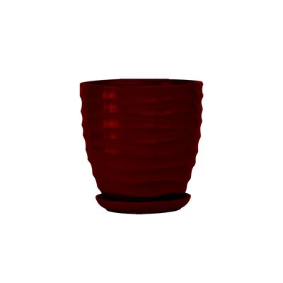 Doniczka ceramiczna z podstawką duna 22 x 21 cm bordowy połysk symbol 3012