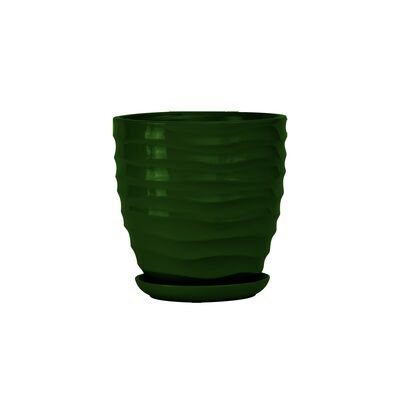 Doniczka ceramiczna z podstawką duna 28 x 25,5 cm zielony połysk symbol 3013