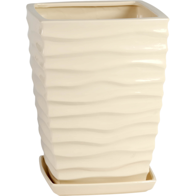 Doniczka ceramiczna z podstawką kwadrat duna 26 x 18 cm bordowy połysk symbol 040