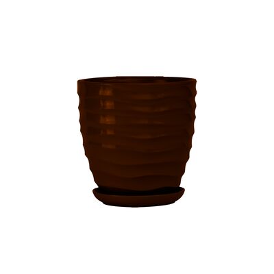 Doniczka ceramiczna z podstawką duna 22 x 21 cm brąz połysk symbol 3012