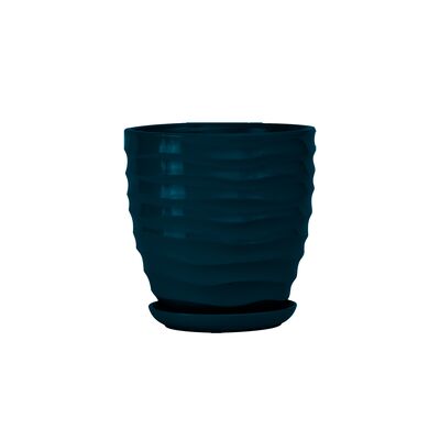 Doniczka ceramiczna z podstawką duna 22 x 21 cm antracyt połysk symbol 3012