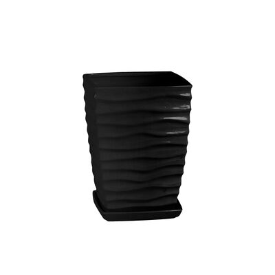 Doniczka ceramiczna z podstawką kwadrat duna 40 x 29 cm czarny połysk symbol 042