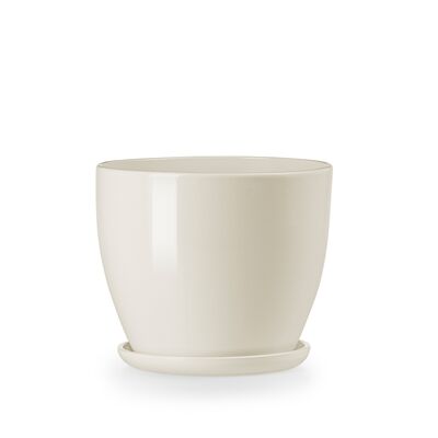 Doniczka klasik 1 krem połysk 13 x 11 cm