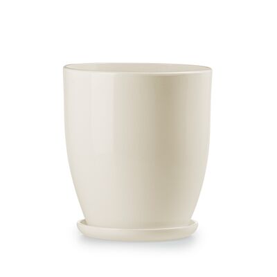 Doniczka klasik wysoki 2 krem połysk 16,5 x 17 cm