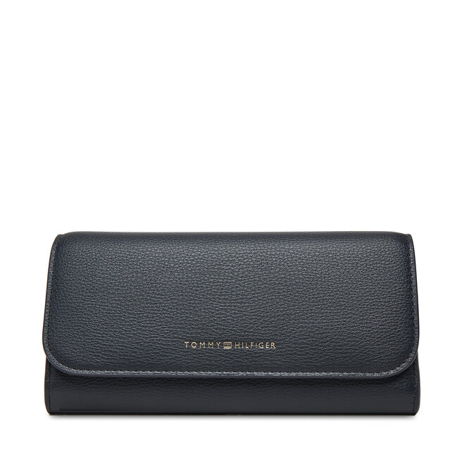 Duży Portfel Damski Tommy Hilfiger Th Flag Lrg Flap AW0AW17734 Granatowy