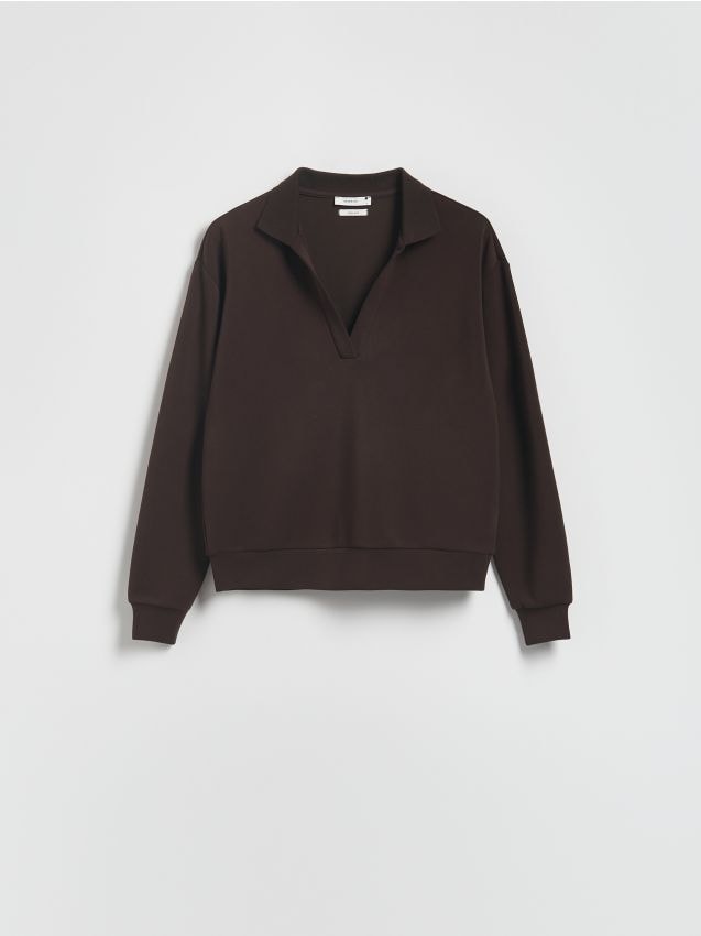 Reserved - Bluza z modalem - ciemnobrązowy