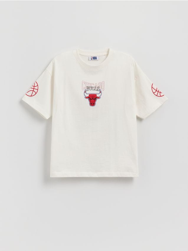 Reserved - T-shirt Chicago Bulls NBA - złamana biel
