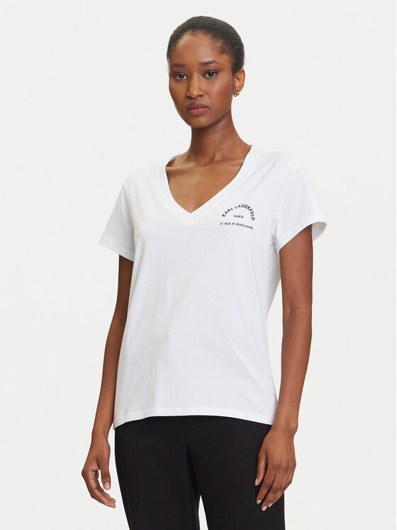KARL LAGERFELD T-Shirt A3W17104 Biały Regular Fit