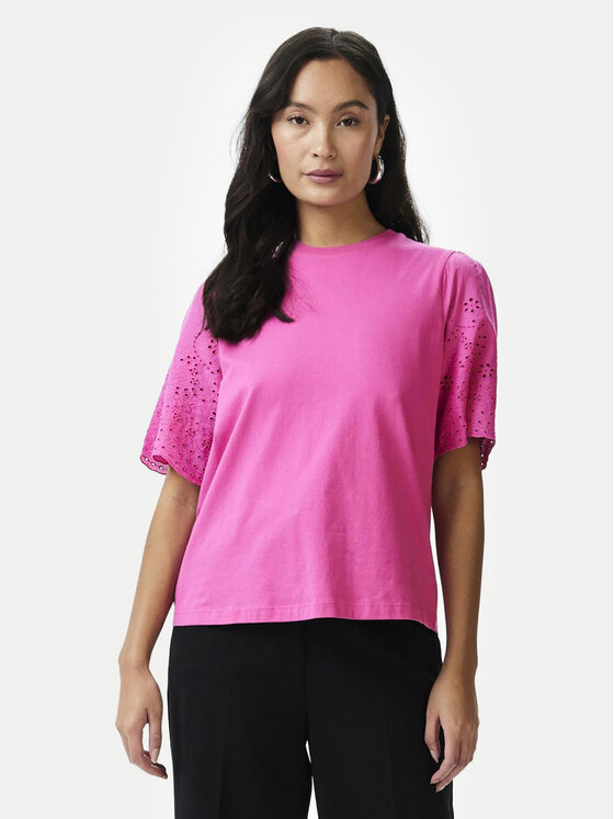 YAS T-Shirt Lex 26033890 Różowy Regular Fit