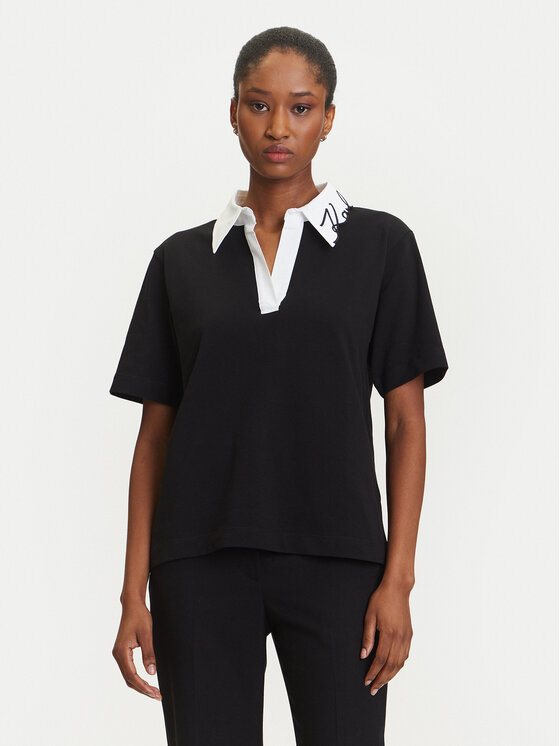 KARL LAGERFELD Polo A3W17113 Czarny Regular Fit