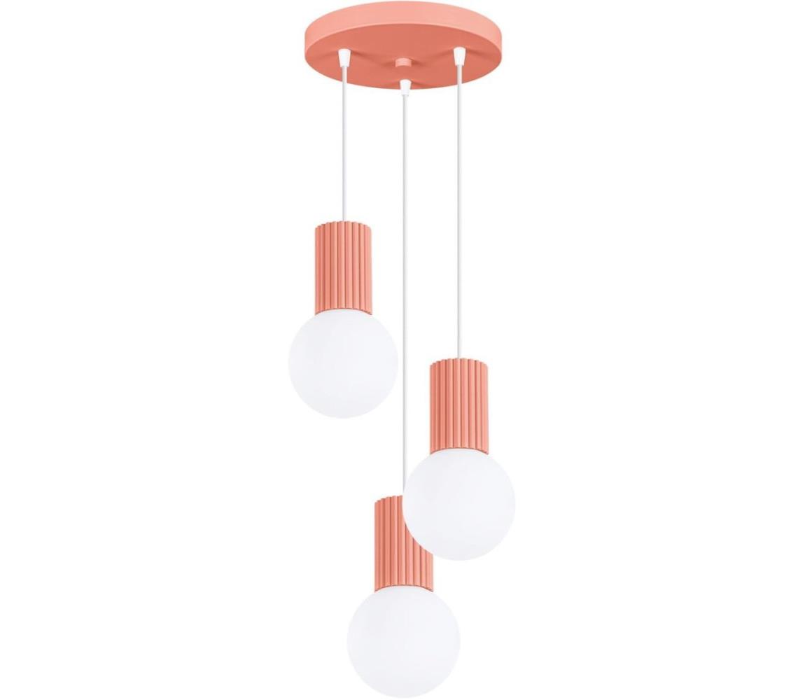 Sollux SL.1755 - Żyrandol na lince HALO 3xG9/8W/230V śr. 25 cm różowy