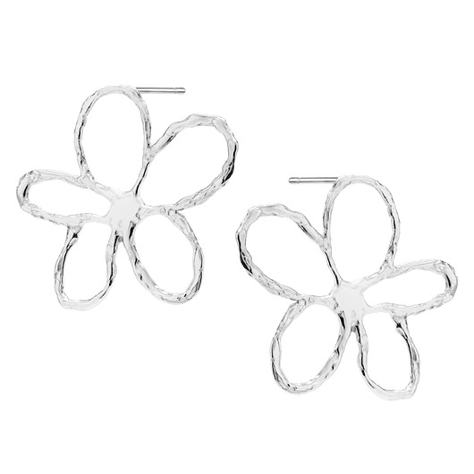 Srebrne kolczyki duże kwiaty BLOSSOM