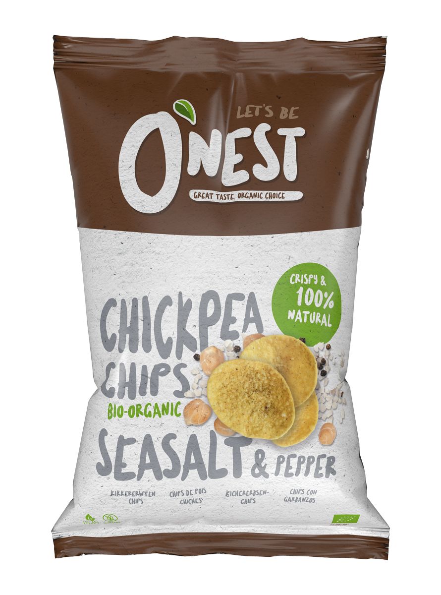 Onest Chipsy z ciecierzycy z solą morską i pieprzem czarnym 40 g Bio - żywność